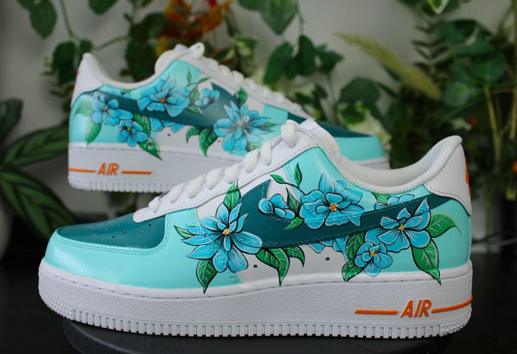 Aqua Bloom - Handpainted Sneaker