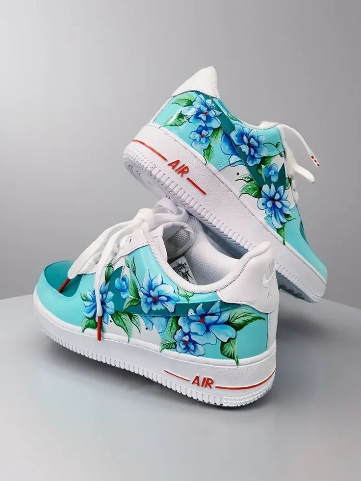 Aqua Bloom - Handpainted Sneaker